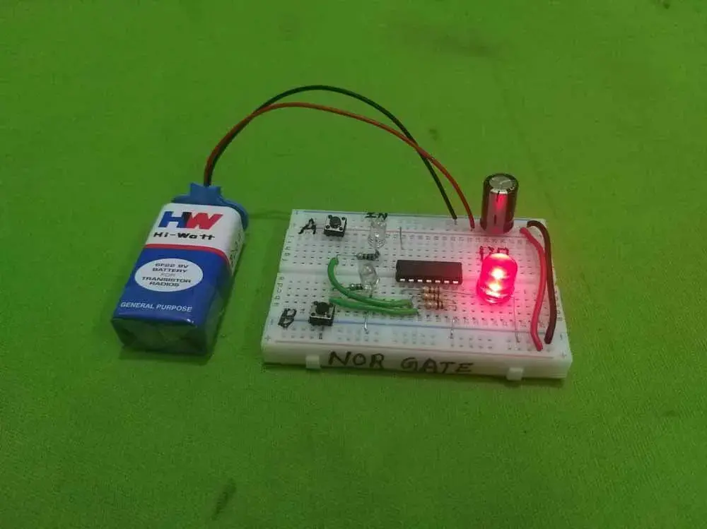 nor gate project - on breadboard